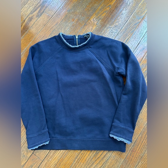 J. Crew Tops - J. Crew Navy Blue Sweatshirt with Ruffle Trim